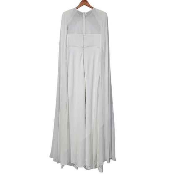 Roland Mouret Long Sleeve Bridal Wedding Cape Gown White Size 10 - Picture 8 of 12